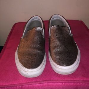 Metallic Silver Slip-on Vans
